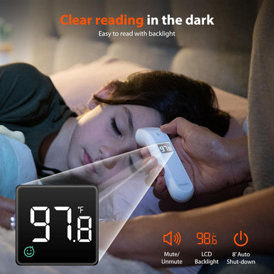 iHealth Digital Thermometer for Adults and Kids - Infrared Forehead Thermometer with Color Fever Indicator - Touchless, Fast, Accurate Results in 1 Second - Silent Mode, Easy-to-use for Home - PT2L