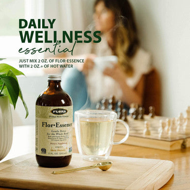 Flora FlorEssence Liquid Tea Blend Gentle Detox and Cleanse Tea with Burdock Root Sheep Sorrel Slippery Elm Watercress Rhubarb Kelp Gluten Free Kosher Vegan 17oz. Glass Bottle
