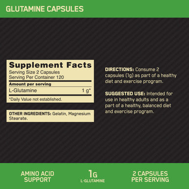 Optimum Nutrition L-Glutamine Muscle Recovery Capsules 1000Mg 240 Count (Package May Vary)
