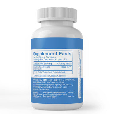 PURE ORIGINAL INGREDIENTS Creatine, (100 Capsules) Always Pure, No Additives Or Fillers, Lab Verified