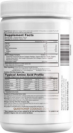 Codeage Multi Collagen Peptides Protein Powder, Chocolate Mocha Instant Coffee - Low Calories Drink & Shake - Collagen Type I, II, III, V & X - Grass-Fed, Pasture-Raised, Hydrolyzed, Non-GMO - 14.39oz