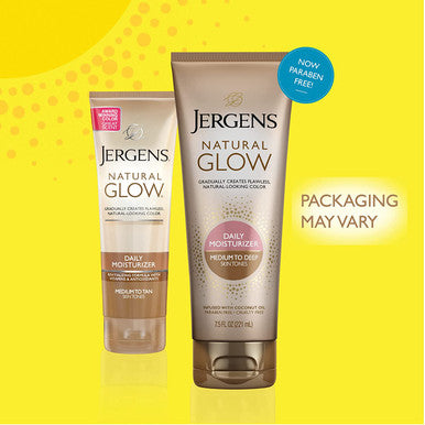 Jergens Natural Glow Sunless Tanning Lotion, Self Tanner, Medium to Deep Skin Tone, Daily Moisturizer, 7.5 Ounce, featuring Antioxidants and Vitamin E