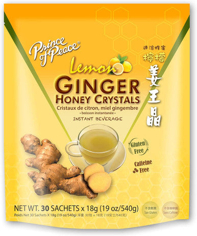 Prince Of Peace Instant Lemon Ginger Honey Crystals 30 Sachets Instant Hot Or Cold Beverage Easy To Brew Ginger And Honey Crystals