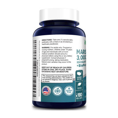 Marshmallow Root Ext 3,000 mg 180 Veggie caps (Equivalent to 30:1 Ext ) with Bioperine