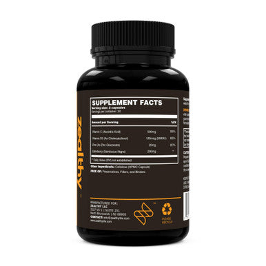 Zealthy Immune Booster Supplement. Best Immunity System Support Pills with Elderberry, Vitamin C, Zinc, and Vitamin D3. Daily Defense Multi-Vitamins Antioxidant Boost Pill for Men & Women (60 Ct)