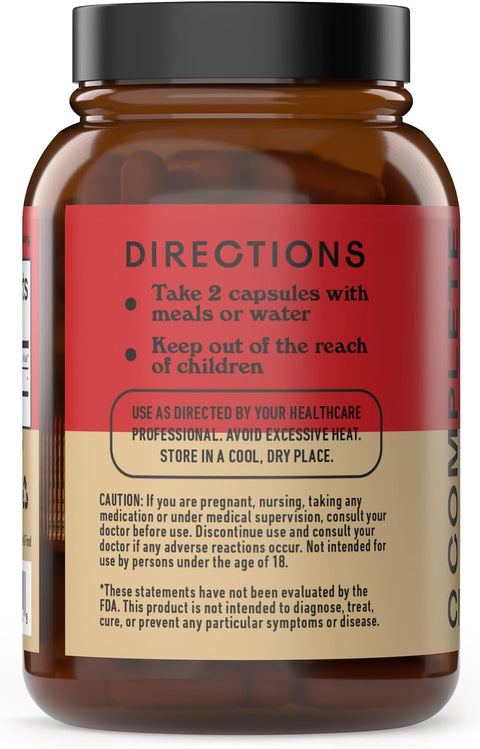 Complete Natural Products Organic Red Maca Root Capsules - 800Mg 100 Gelatinized Pills Pure Red Raw Maca Root Powder Supplement