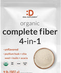 Deal Supplement Organic Fiber Powder Supplement 2lbs with Psyllium Husk Chia Seed Inulin & Acacia Daily Fiber for Adults Rich in Prebiotics for Gut & Digestive Health Unflavored Non-GMO