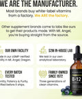 Mt. Angel Vitamins B12 Essential Trio Vegan Sublingual Drops with HighPotency Methyl B12 B6 and Folate Easy Absorption Liquid NonGMO Made in USA