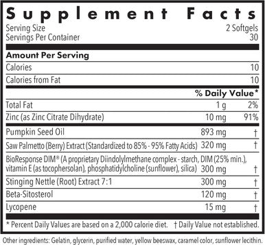 Allergy Research Group Dim Palmetto - Prostate Support Supplement For Men'S Health, Zinc With Saw Palmetto, Beta Sitosterol, Stinging Nettle Extract, Pumpkin Seed Oil, Softgels - 60 Count
