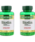 Set Of 2 Nature'S Bounty Biotin 5000 Mcg 150 Softgels