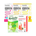 Teazen 5 Flavors 50 Sticks Variety Pack Kombucha Lemon Berry Citron Shine Muscat (40 Sticks) & Grapefruit Powdered Drink Mix (10 Sticks)