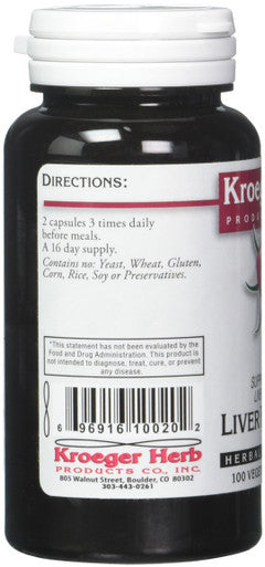 Kroeger Herb Liver Formula Combinations, 100 Count