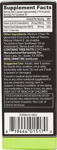 Onnit Labs Vitamin D3 Spray K2 Passion Fruit Guava 0.8 Fl Oz