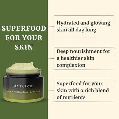 Masaroo Organic Face Cream & Face Moisturiser: Natural Moisturiser Face Women & Men - Face Cream Women for Day & Night - Anti Aging Cream with Vitamin C E & Natural Collagen 100g