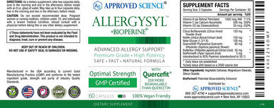 Approved Science Allergysyl Lower Intensity of Seasonal Allergies Boost Immunity Rich in Antioxidants Vegan Friendly 60 Capsules Made in USA