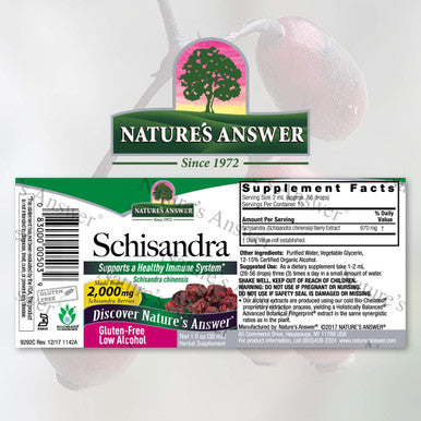 Nature'S Answer Schisandra Berry Extract with Organic Alcohol 1-Fluid Ounce | Digestive Health Support | Promotes Cognitive Improvement | Natural Stress Reliever