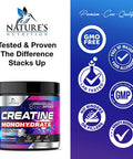 Creatine Monohydrate Micronized Powder 5000mg Per Serv (5g) - Keto Friendly Workout Supplement, Pure Unflavored, Vegan, Nature's Creatine Pre Workout Supplements - 300 Grams - 60 Servings
