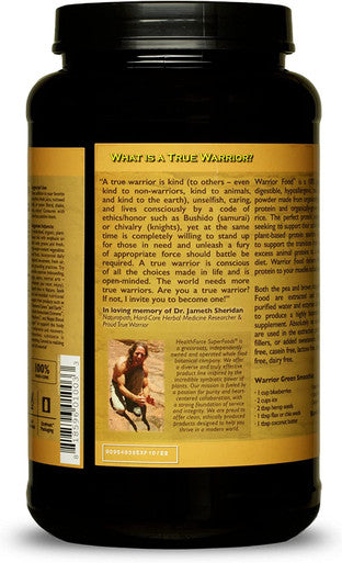 HEALTHFORCE SUPERFOODS Warrior Food, Natural Flavor - 1000 Grams - All-Natural, Plant-Based Protein Powder - Easy to Digest - Organic, Non-GMO, Vegan, Gluten Free - 50 Servings