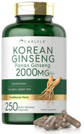 Carlyle Korean Ginseng Extract Capsules 2000 Mg | 250 Capsules | Non-Gmo And Gluten Free Formula | Standardized Panax Ginseng