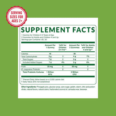 Probiotic Gummies for Kids Promotes a Healthy Flora with 2 Billion CFU Prebiotic Probiotic Cultures for Digestive Health and Immune Support 60 Natural Flavor Gummies