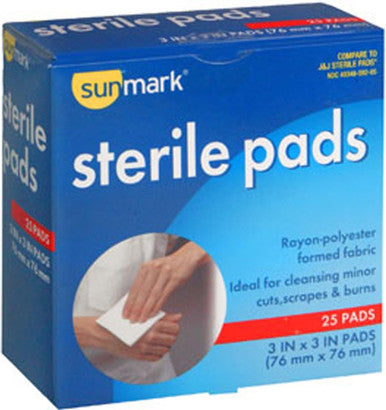 Sunmark Sterile Pads 3 Inches 25 each By Sunmark