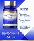 Carlyle Benfotiamine 300mg | 90 Capsules | Fat Soluble Vitamin B-1 | Non-GMO Gluten