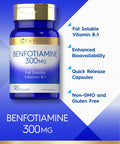 Carlyle Benfotiamine 300Mg | 90 Capsules | Fat Soluble Vitamin B-1 | Non-Gmo, Gluten Free