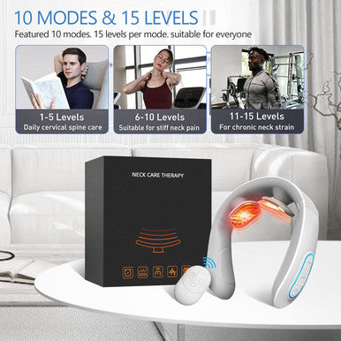 Electric Pulse Neck Massager With Heat For Pain Relief Fsa Or Hsa Eligible 10 Modes 15 Intensities Therapy Deep Tissue Trigger Point Intelligent Massager Cordless Gifts For Men Women
