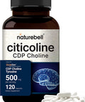 NatureBell Citicoline Supplements CDP Choline Citicoline 500mg Plus Tyrosine 50mg Per Serving Optimized Dosage 120 Capsules 2 in 1 Formula Dual Action Brain Supplement NonGMO