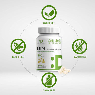 Deal Supplement DIM Supplement 300mg 240 Caps 4 Months Supply Diindolylmethane DIM Plus Black Pepper Extract
