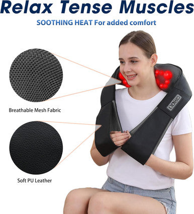 Shiatsu Neck And Back Massager With Heat,Electric Deep Tissue Kneading Neck And Shoulder Massage,Best Gifts For Women Men Mom Dad Mothers Fathers Day Birthday Gift