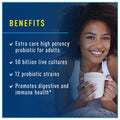 ReLife Extra Care Probiotic Ultimate Flora Extra Care Shelf Stable Probiotic Supplement Gluten Dairy Soy 50 Billion Cfu 60 Vegetarian Capsules 120 Count