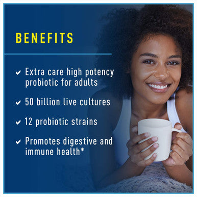 ReLife Extra Care Probiotic Ultimate Flora Extra Care Shelf Stable Probiotic Supplement Gluten Dairy Soy 50 Billion Cfu 60 Vegetarian Capsules 120 Count