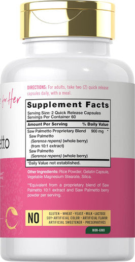 Carlyle Saw Palmetto for Women 900mg | 120 Capsules | Full Spectrum Complex | Non-GMO Gluten Supplement | for Her