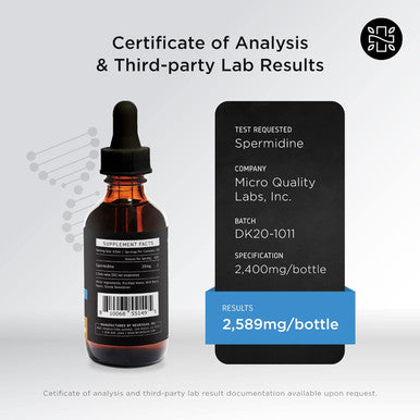 Neurogan Spermidine Drops 2400Mg - 98% Pure Autophagy Support & Cellular Health Supplements Spermidine Supplements 3Rd Party Tested 20Mg Per Serving, 120 Servings, Made In Usa