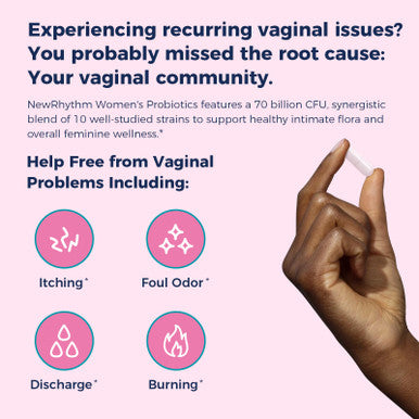 NewRhythm Women's Probiotics Organic Prebiotics 70 Billion CFU 10 Strains Vaginal Probiotics for Urinary & Digestive Health 30 Vegan Capsule