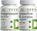 Deal Supplement Magnesium Glycinate 500mg Veggie Capsules & Bioactive Vitamin B Complex Bundle Pack - Easily Absorbed Chelated Mineral - Immune Energy & Metabolism Supplement
