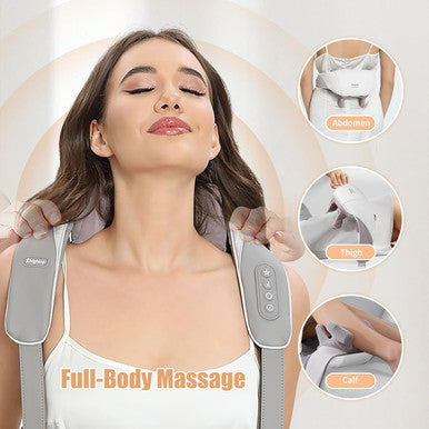 6D Kneading Neck Massager, Cordless Electric, Heat, Adjustable Strap, 2.2Lb, For Shoulder, Back, Deep Tissue, Relief Pain & Stress