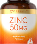 Zinc 50Mg | 300 Tablets | Vegetarian, Non-Gmo, And Gluten Free Supplement | Zinc Gluconate | High Potency Formula | By Carlyle