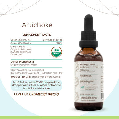 Artichoke B60 Usda Organic Tincture | Alcohol-Free Extract, High-Potency Herbal Drops | Certified Organic Artichoke (Cynara Scoly