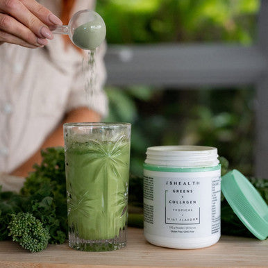 JSHealth Super Greens Powder - Greens & Collagen Powder - Superfood Powder With Marine Collagen Peptides, Vitamins & Veggies, 30 Servings