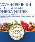 Omega 369 Vegan and Vegetarian Omega Formula 5 in 1 Essential Fatty Acid Complex Scientifically Formulated PlantBased Omega 3 6 9 Essential Fatty Acids EFA from Purity Products 60