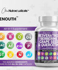Clean Nutraceuticals Resveratrol Berberine Grape Seed Extract Quercetin Green Tea Extract Polyphenol Supplement For Women & Men W/N-Acetyl Cysteine, Acai Extract - 1Pack