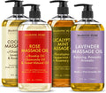 MAJESTIC PURE Lavender Massage Oil, Coconut Massage Oil, Rose Massage Oil, and Eucalyptus Mint Massage Oil (8 fl oz Each) Bundle