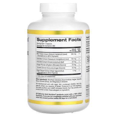 Silymarin Liver Health Complex, Milk Thistle Extract With Curcumin, Artichoke, Dandelion, Ginger, Black Pepper, Synergistic Liver Detox & Cleanse Support, 360 Veggie Capsules By California Gold