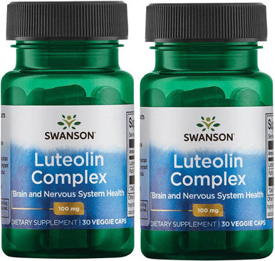 Swanson Luteolin Complex w/Rutin - Brain Support Supplement Promoting Memory Mood & Cognitive Health - Natural Formula to Help Maintain Nervous System - (30 Veggie Capsules) 2 Pack
