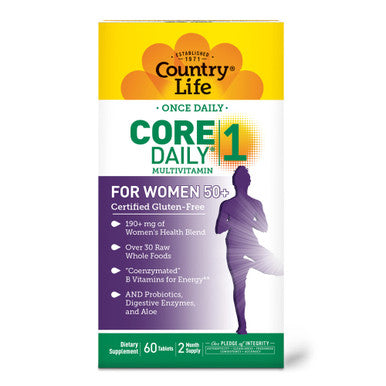 Country Life Core Daily-1 Multivitamins For Women 50 Plus Energy Support 60 Tablets 2 Month Supply Certified Gluten Free