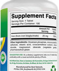 Best Naturals Iron Supplement (Iron Bisglycinate) - 25mg - 180 Tablets - Gentle of Stomach - Non-Constipating