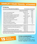 Travel Vitamin Tonic For Flight, Jet Lag, Hydration, Circulation, Digestion & Immune Support, Promotes Calmness, Electrolyte Powder, Travel Essentials, Passion Fruit Tangerine, 15 Sticks