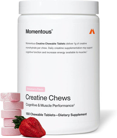Momentous Creatine Chews - Creatine Monohydrate - Supports Strength Lean Muscle & Recovery for Men & Women - NSF Certified for Sport - 150 Chewable Tablets